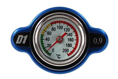 Radiator cap with terometer D1Spec 28mm Blue 0.9Bar