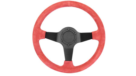 SLIDE steering wheel 350 mm suede red - sport, 90 mm offset 