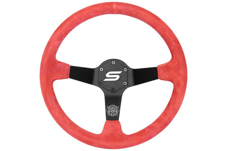 SLIDE steering wheel 350 mm suede red - sport, 90 mm offset 