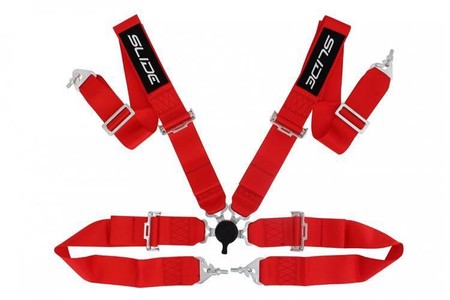 Racing seat belts SLIDE Quick 4p 3" Red