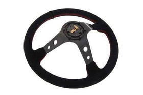 Kierownica sportowa PRO 350 mm czarna zamszowa – offset 80 mm