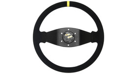 Kierownica SLIDE 350 mm czarna zamszowa żółty pasek offset 90 mm