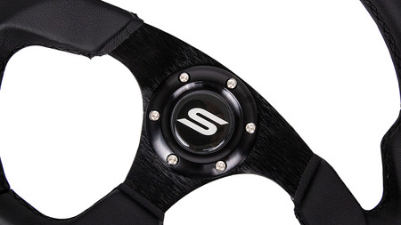 Kierownica SLIDE 350 mm żółta skórzana offset 25 mm