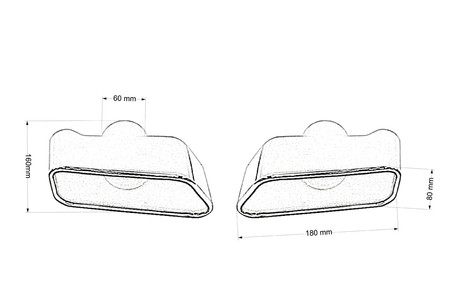Exhaust tip 180×80 mm, inlet 60 mm – BMW 525, polished, set