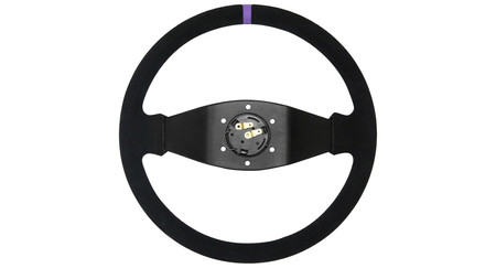 SLIDE steering wheel 350 mm suede black Purple Strip - 90 mm offset 