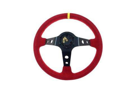 Kierownica sportowa PRO 350 mm czerwona zamszowa – offset 80 mm