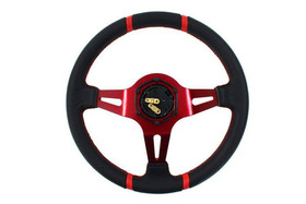SLIDE steering wheel 350 mm leather red - 90 mm offset 
