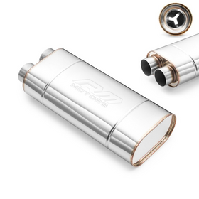 Sport Performance Exhaust Muffler EM010 Elliptical – Embossed, Universal, Stainless Steel T304