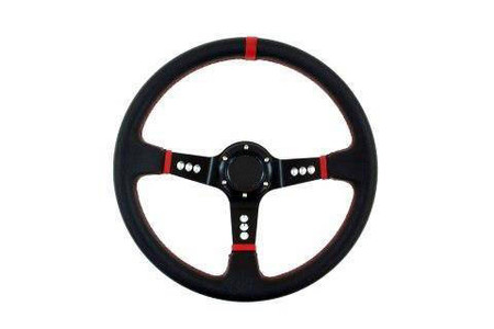 PRO sport steering wheel 350 mm black leather – 80 mm offset