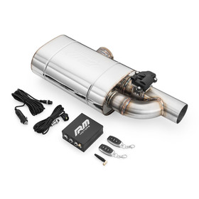 Tłumik przelotowy poprzeczny z zaworem elektrycznym EV04 76/350/E/L