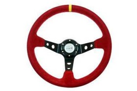 Kierownica sportowa PRO 350 mm czerwona zamszowa – offset 80 mm